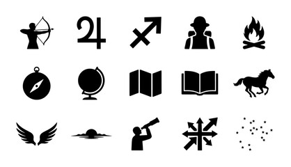 Adventure Icons Set: Travel, Exploration, Navigation, and Discovery Symbols © Mahin