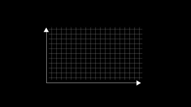 Grid background animation on black background. Grid background abstract digital axes. Grid background technology and graph paper graphic for data visualization.