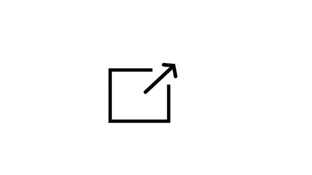 Arrow icon animation with outward motion. Arrow icon square digital direction. Arrow icon technology interface graphic on black background for navigation.