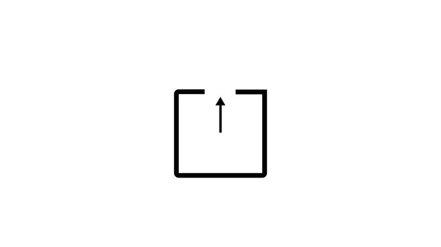Upload icon animation on white background. Upload icon black digital data symbol. Upload icon technology interface graphic for web and app software design.
