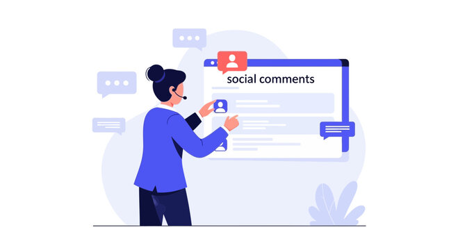 Online Social Media Comments and Communication Concept Illustration