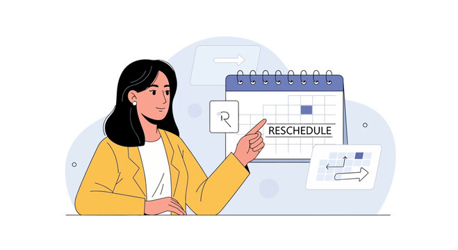 Businesswoman Rescheduling Appointment on Calendar