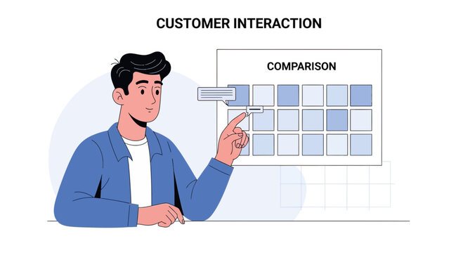 Customer Interaction and Data Comparison on Screen