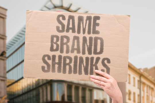 "Same Brand Shrinks" Trusted food brands quietly reduce portion sizes without announcing it. FOOD. BRANDS. PORTION. SIZES. QUIETLY.