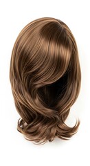Naklejka premium Brown Wig with Side Bangs on White Background for Fashion.