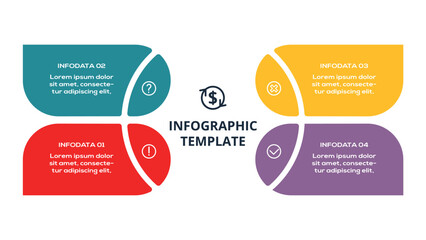 Fototapeta premium Business Process infographic with 4 steps, options, parts or processes. Business data visualization.