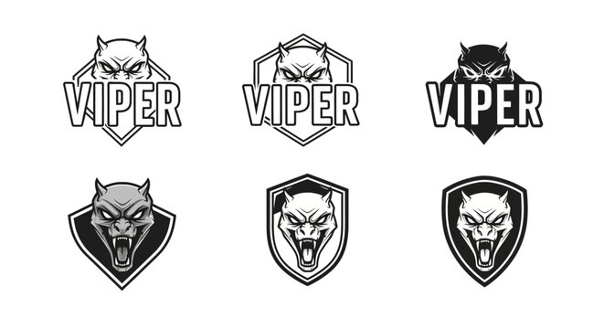 Viper Mascot Logos - Aggressive Snake Designs for Sports and Gaming.