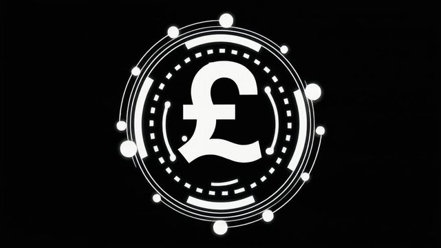 British Pound Sterling Symbol Animated Digital HUD Interface
