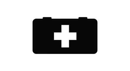 Fototapeta premium First aid kit with white cross symbol black silhouette high quality professional