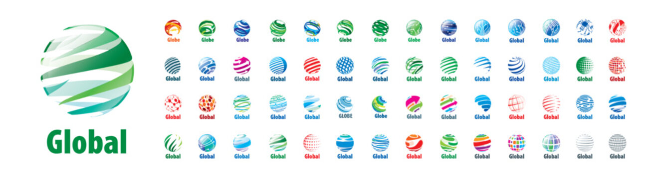 A set of abstract vector logos of the global network