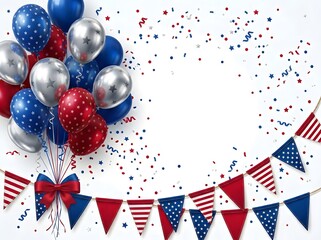 Obraz premium Patriotic 4th of july clipart balloons bunting and confetti for celebrations