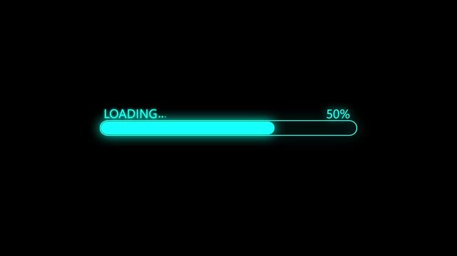 Abstract loading icon animation . Loading bar and percentage Futuristic progress loading bar 0-100 percent