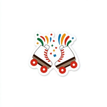 Cute Rainbow Roller Skates Pride Icon Illustration