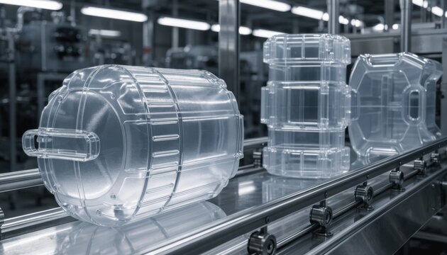 Medium shot of lowVOC biobased plastic power tool casings on an assembly line highlighting advances in environmentally friendly odorless and safer material solutions.