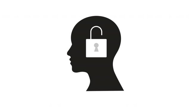 Open Mind Concept With Unlocked Padlock Inside Human Head Silhouette Representing Creativity