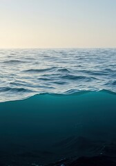 Fototapeta premium Abstract visualization depicting the oceanic water column changing drastically over the continental slope, illustrating depth and density differences, diagram, layer, seabed