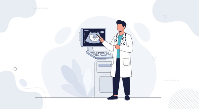 Doctor Shows Ultrasound Image of a Baby