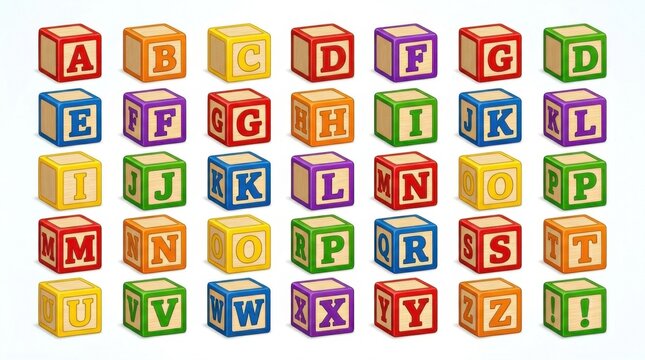 Colorful alphabet blocks for kids learning and education