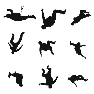 Free Fall Human Silhouette Poses Set &ndash; Skydiving Vector Collection