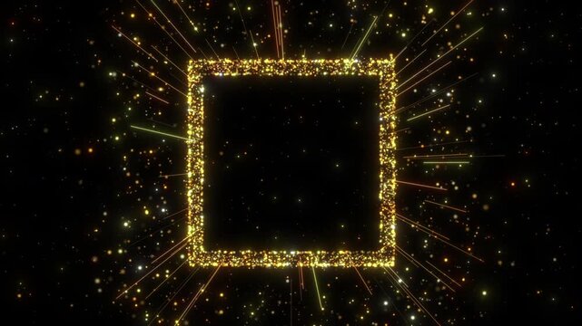 golden glitter square particles background animation