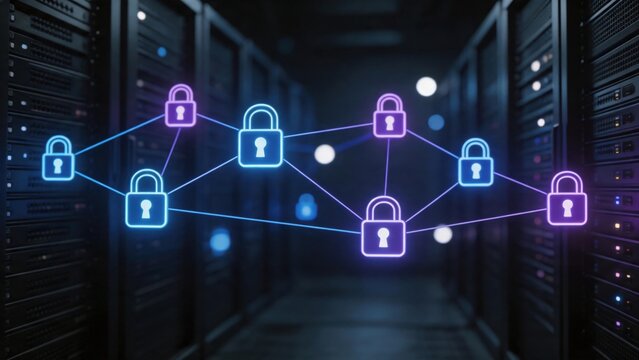Server room with digital lock network
