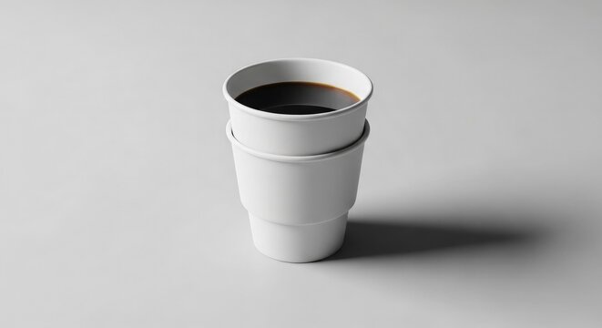 Disposable coffee cups on grey background