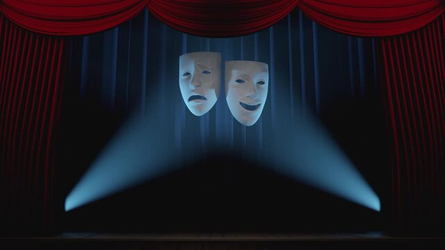 A high-quality theater red velvet curtain opening transition. Includes a luma matte alpha mask version for professional video editing, overlays, and seamless stage reveals