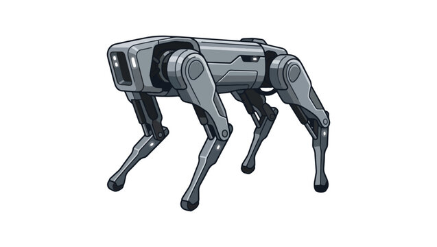 Quadruped Patrol Robot Vector on PNG Background, robot vector, quadruped robot, futuristic machine, patrol robot, mechanical walker, sci fi robot, robotic legs, technology illustration, cyber machine,