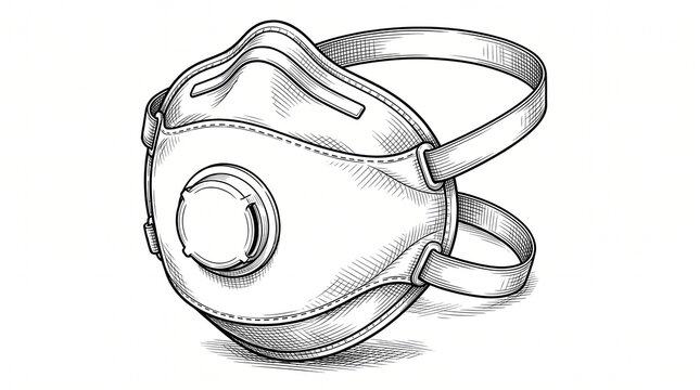 Medical respirator with front valve isolated on white background, designed for advanced respiratory filtration and safety protection.
