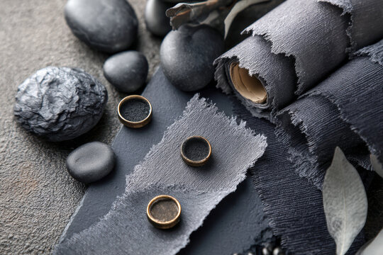 Dark Handmade Paper and Stone Palette for Luxury Brand Identity Design