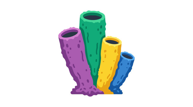 Colorful Tube Sponge Marine Illustration