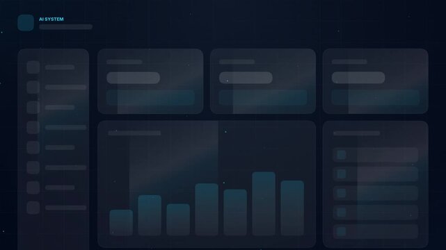 Skeleton AI System Dashboard Display with Data Analysis and Futuristic UI