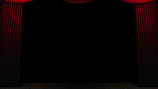 Professional theater red velvet curtains opening transition. Includes green screen chroma key and luma matte mask versions for seamless video editing and production overlay