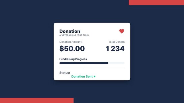 Veteran support fund donation interface in nonprofit UI
