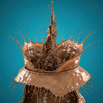 Dynamic explosion of thick, brown, wet earth and water captured mid-air, splashing violently. High-speed action and textured slurry, burst, wet, environment