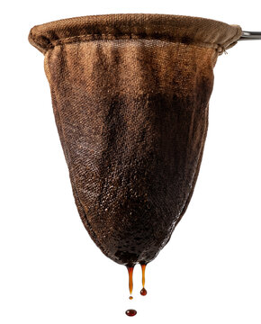 Macro of traditional Brazilian cloth coffee filter coador de pano