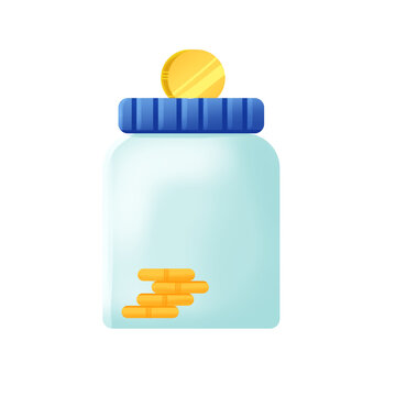 Financial Savings Concept with Coins and Glass Jar