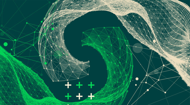 The abstract wave is made in a frame style. Template for science and technology presentation. Vector art.
