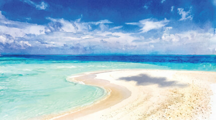 Tropical beach with turquoise water and blue sky © Rena