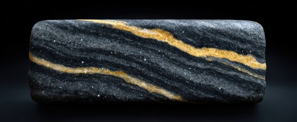Obraz premium Sleek black granite stone finish featuring organic veining designs.