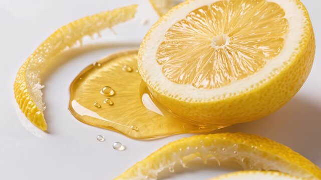 Vitamin C serum and fresh lemon antioxidant skincare concept video