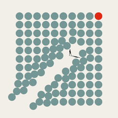 Fototapeta na wymiar Business individuality path vector concept. Symbol of leadership, strategic choice, unique achievement career breakthrough innovation . Minimal design eps10 illustration