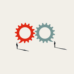 Fototapeta premium Business negotiation communication vector concept. Symbol of corporate collaboration, strategic partnership, B2B problem solving agreement synergy . Minimal design eps10 illustration.