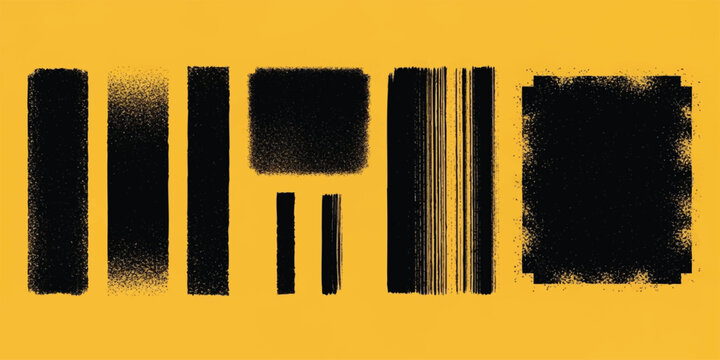Set of black electronic ribbon cables and flexible circuit connectors on a yellow background