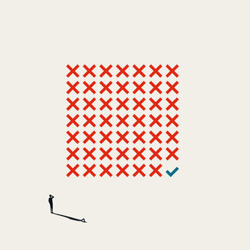 Business solution and opportunity vector concept. Symbol of business success, finding answers, overcoming rejection, strategic thinking, correct decision. Minimal design eps10 illustration.
