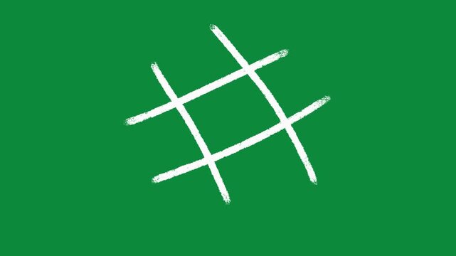 Hand Drawn Grid Animation Green Screen White Doodle Tic Tac Toe Motion Graphic