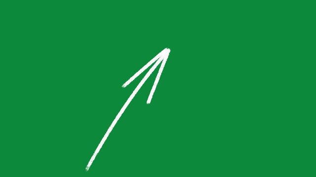 Hand Drawn Thin Arrow Animation Green Screen White Sketchy Pointer Motion Graphic