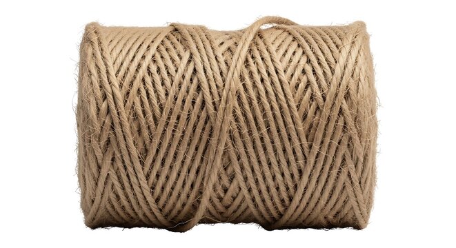Brown Jute Twine Spool Isolated on White Background for Crafting