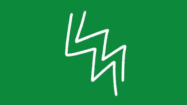 Hand Drawn White Zigzag Line Animation on Green Screen Sharp Wave Overlay
