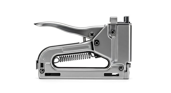 Chrome heavy duty staple gun isolated on white background for construction